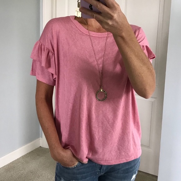 Pink Short Ruffled Sleeve Top - Picture 2 of 6